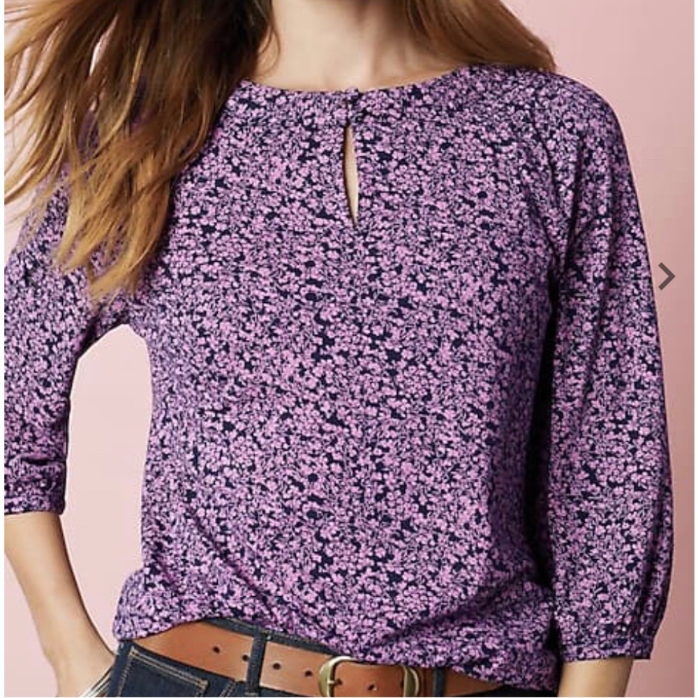 J Jill Printed Knit Peasant Top  NWOT